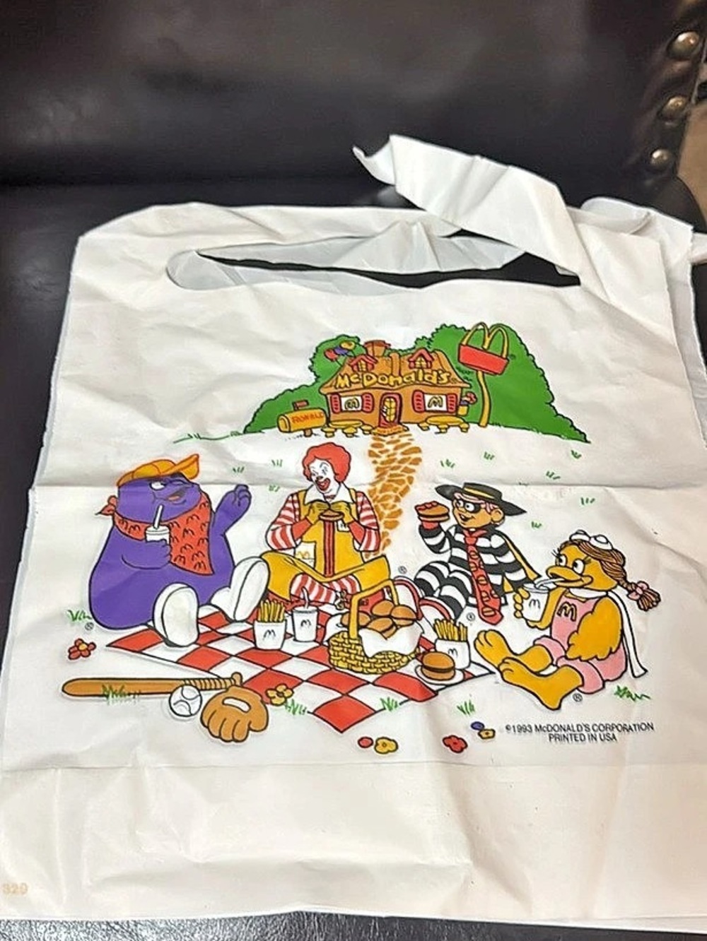 McDonald's Vintage 1993 McDonaldland Picnic Characters Plastic Carrier Bag Tote